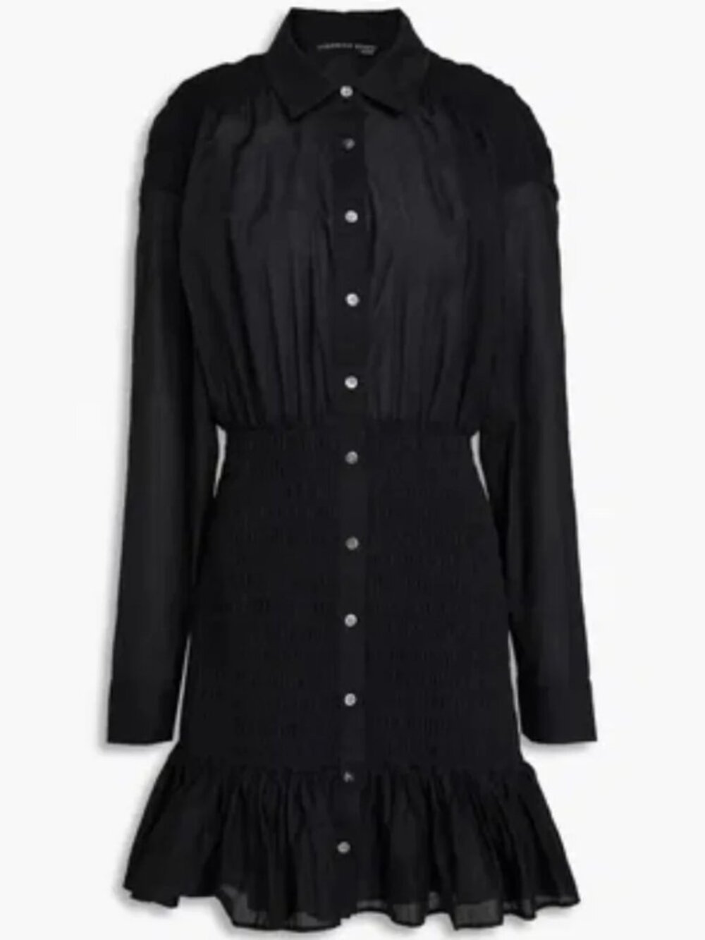 VERONICA BEARD Newport Dress Mini Black Shirtdress Smocked skirt Button Up sz 2 - Picture 15 of 15
